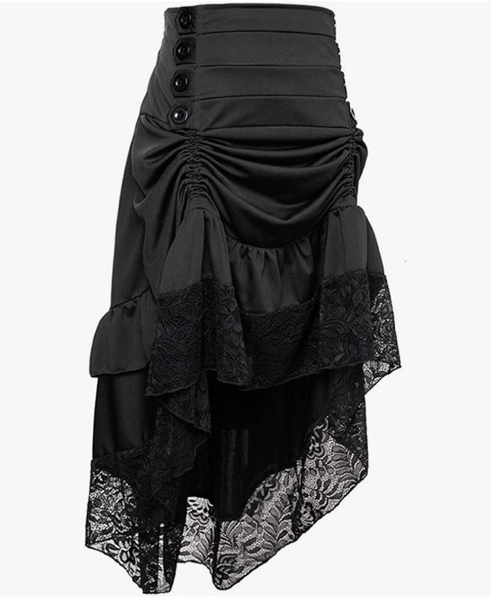 CHARMIAN Womens Gothic Steampunk lace Skirt Silky Ruffle Victorian Punk black XL
